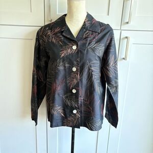 French Laundry Women's M Silk Black Beaded Embroidered Blazer Career Jacket